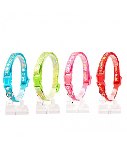 [LR11168] Duvo Cat Collar Nylon Mixed Colors 20 - 30cm / 10mm[Texture - Cool Cats]