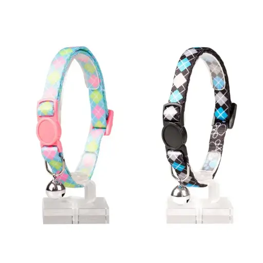 [LR11173] Duvo Cat Collar Nylon Mixed Colors 20 - 30cm / 10mm[Texture - Scottish Squares]