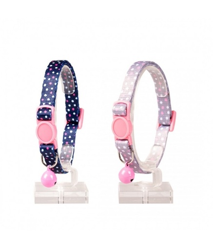 [LR11174] Duvo Cat Collar Nylon Mixed Colors 20 - 30cm / 10mm[Texture - Blue/beige Dots]