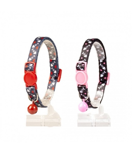 [LR11189] Duvo Cat Collar Nylon Mixed Colors 20 - 30cm / 10mm[Texture - Fish bones 2]