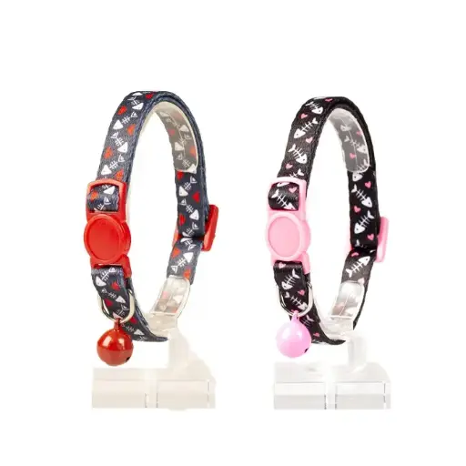 [LR11189] Duvo Cat Collar Nylon Mixed Colors 20 - 30cm / 10mm[Texture - Fish bones 2]