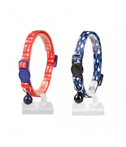 [LR11190] Duvo Cat Collar Fish Bones 3 Nylon Mixed Colors 20 - 30cm / 10mm[Dimension - 20-30cm x 10mm]