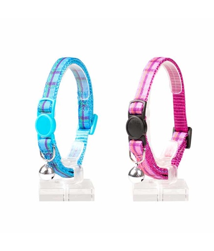 [LR11195] Duvo+ Cat Collar Tartan Nylon Mixed Colors 20-30cm / 10Mm