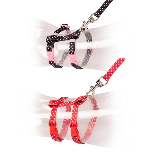 [LR11217] Duvo+ Kitten Walking Set White Dots Black/Red 15-25cm / 8mm-125cm