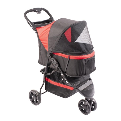 [LR11297] Duvo+ Pet Buggy/Stroller 3-Wheeler 79x55x99cm - Max. 15kg Black/Red