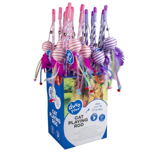 [LR12059] Duvo+ Playing Rod Catchy Rope Ball Mix Colors  - 45.5 x 4 x3.5cm - Box Qty -16 Pcs