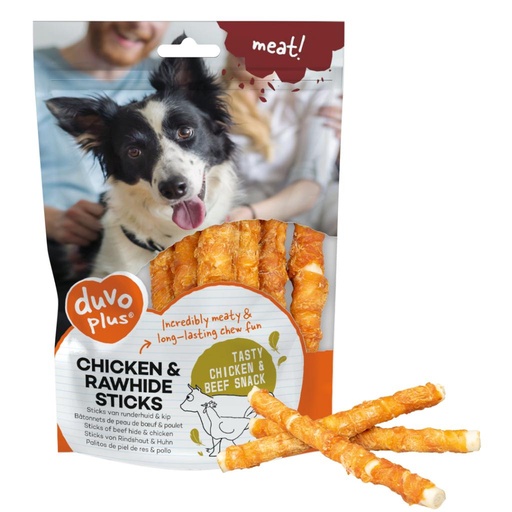 [LR12481-DIS] Duvo+ Meat Chicken & Rawhide Sticks Small 12,5cm -100g & 400g[Weight - 100g]