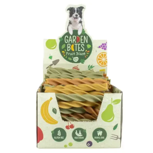 [LR12722] Duvo+ Garden Bites Fruity Dental Swirls 16cm - 18g Mixed Colors, (Min Order - 45pcs)