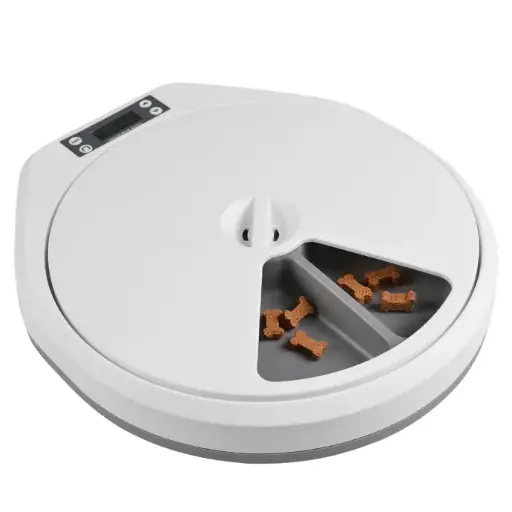 [LR12768] Duvo+ Automatic Pet Feeder - 5 Meals White/Grey - 33x36x6cm[Dimension - 33x36x6cm]