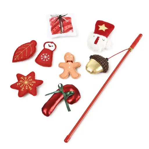 [LR12872] Duvo+ Xmas Gift Box For Cat Multicolour 8Pcs - 40x6cm