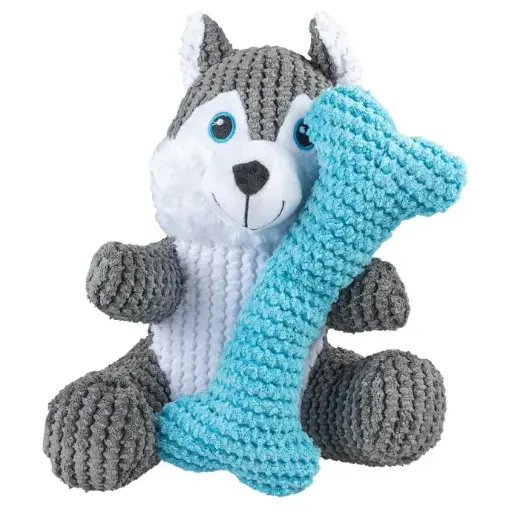 [LR13438] Duvo+ Plush Duo Husky + Bone M - 27,5x27,4x16,5cm Multicolour[Size - M]