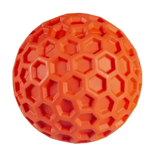 [LR13715] Duvo+ Rubber Hexagon Ball Squeak 8x8x8cm, Red