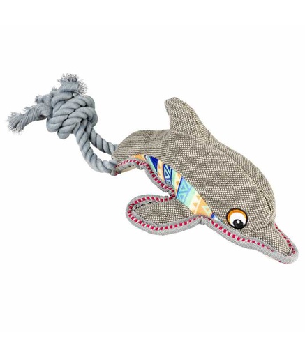 [LR13977] Duvo+ Canvas Dolphin with Rope 46x14x11cm, Grey