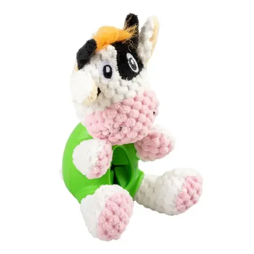 [LR14573] Duvo+ Plush & Rubber Cow Dispenser Multicolour, 14x10x10cm