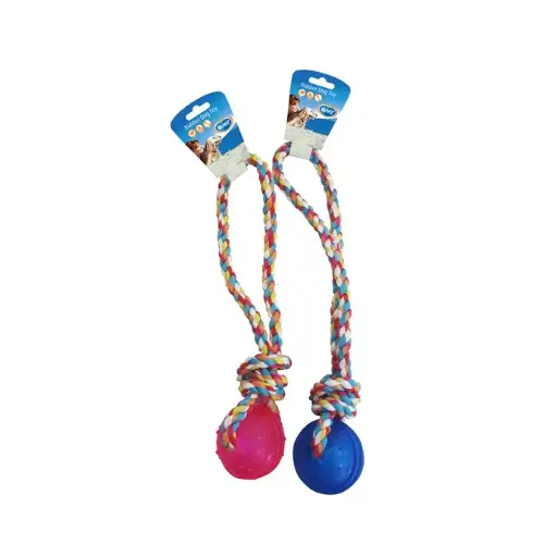[LR1714546] Duvo+ Tpr Ball With Rope Handle Blue/Pink 37cm[Length - 37cm]