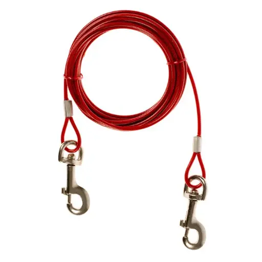 [LR1717075] Duvo Dog Tie out Cable Lightweight Red 4.5m[Length - 4.5m]