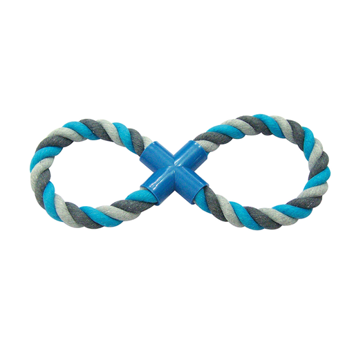 [LR4705042] Duvo+ Tug Toy Knotted Cotton 8- Pull Ring 33cm Grey/Blue