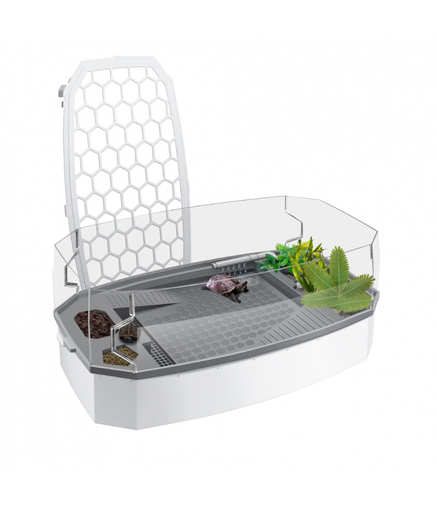 [NX-35-M White] Nomoypet Detachable Escape Proof Turtle Tank Without Pump NX-35 Medium - 49x25x21cm [Color - White]