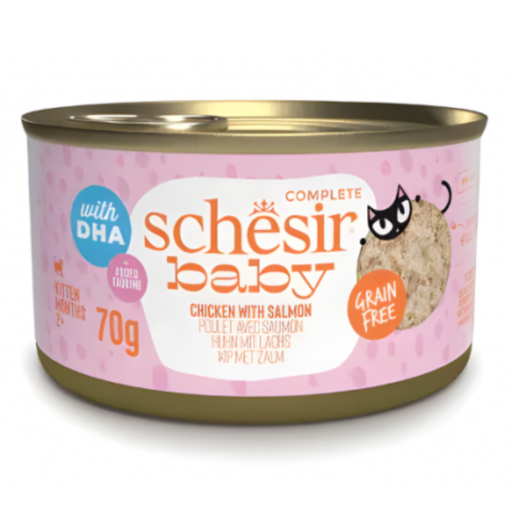 [SCINV21111103] Schesir Baby Kitten Wholefood - Chicken With Salmon 70g (Min Order- 12 Cans)
