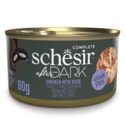 [SCINV21112303] Schesir After Dark Wholefood In Broth For Cat - Chicken With Duck 80g (Min Order- 12 Cans)