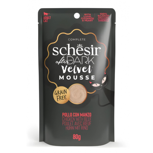 [SCINV21232304] Schesir After Dark Velvet Mousse For Cat - Chicken With Beef 80g (Min Order- 12 Pouch)