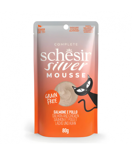 [SCINV21233004] Schesir Silver Mousse Senior Cat - Salmon And Chicken 80g (Min Order- 12 Pouch)