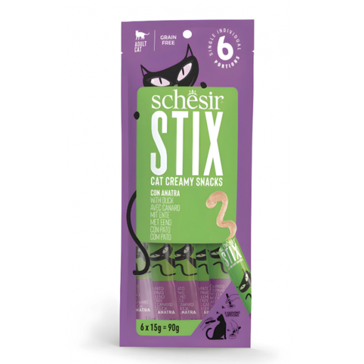 [SCINV25231304] Schesir Stix Treat For Cat In Cream - Duck 6x15g