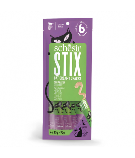[SCINV25231304] Schesir Stix Treat For Cat In Cream - Duck 6x15g