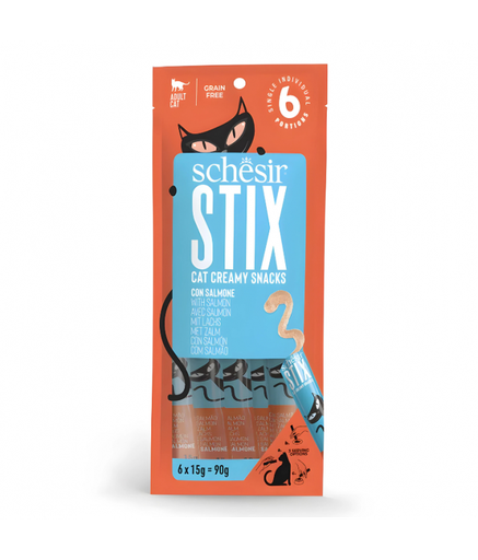 [SCINV25231404] Schesir Stix Treat For Cat In Cream - Salmon 6x15g (Min Order- 12 Pack)