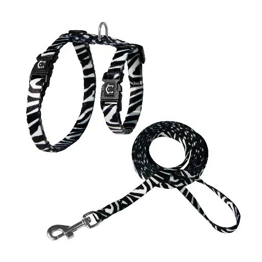 [DCAT202-2072-Q1] DOCO® LOCO Cat Harness + Leash Combo - Printed Pattern 6ft (DCAT202+2072)[Size - XS, Color - Q1]
