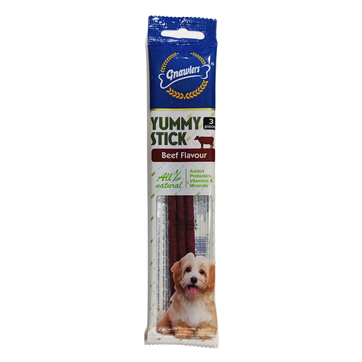 [GN05987] Gnawlers Yummy Meaty Stick For Dogs Beef Flavour ×3pcs (20g)