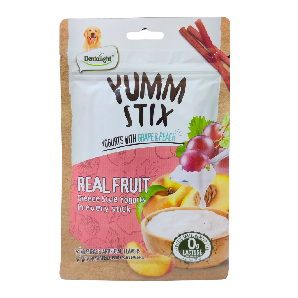 Dentalight Yumm Stix For Dogs-Wet & Soft - Yogurts With Grape & Peach ...