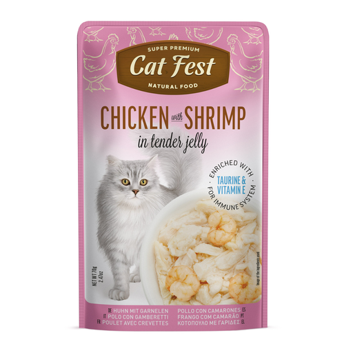 [79218046] Cat Fest Chicken With Shrimp In Tender Jelly For Cats 70g [MOQ:12pcs]