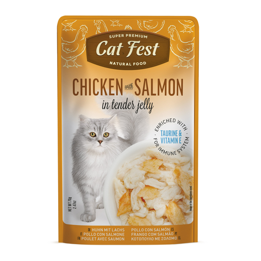 [79218053] Cat Fest Chicken With Salmon In Tender Jelly For Cats 70g [MOQ:12pcs]