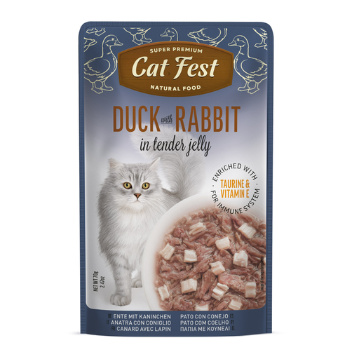 [79218886] Cat Fest Duck With Rabbit In Tender Jelly For Cats 70g [MOQ:12pcs]