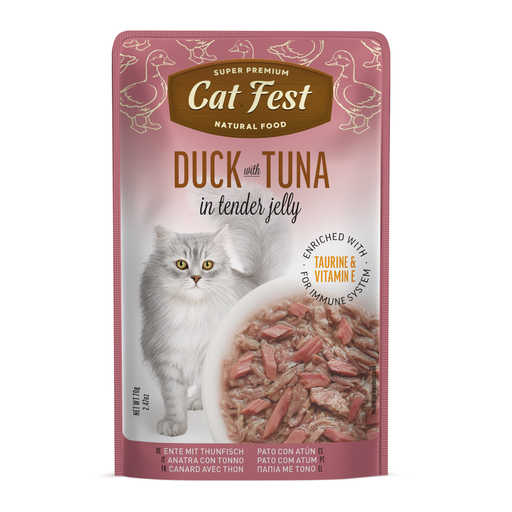 [79218893] Cat Fest Duck With Tuna In Tender Jelly For Cats 70g [MOQ:12pcs]