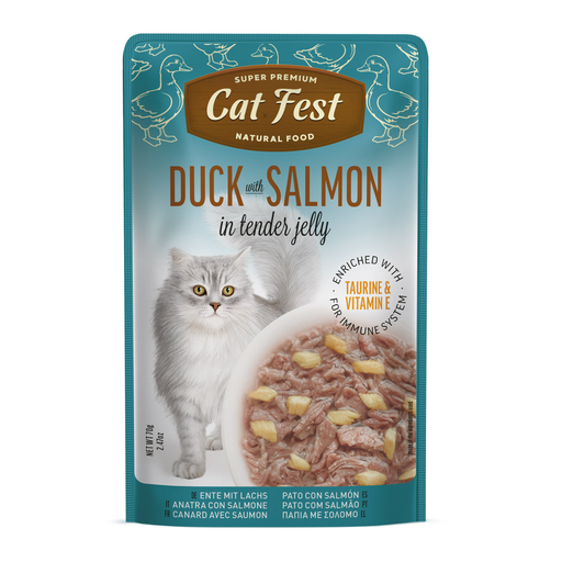 [79218909] Cat Fest Duck With Salmon In Tender Jelly For Cats 70g [MOQ:12pcs]