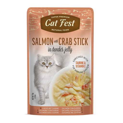 [79218923] Cat Fest Salmon With Crab Stick In Tender Jelly For Cats 70g [MOQ:12pcs]