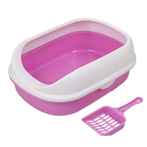 [PD-85281] Pado Cat Litter Tray Curved Top 41x31x14cm-Rose