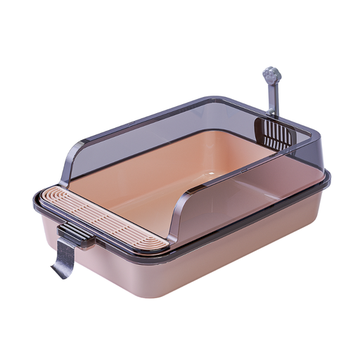 [PD-84921] Pado Cat Litter Tray With Scoop M(53x34x20cm)-Brown