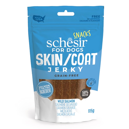 [SCINV26262504] Schesir Grain-Free Dog Snacks Skin & Coat Jerky 115g - Salmon