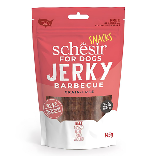 [SCINV26265004] Schesir Grain-Free Dog Snacks Jerky 145g - BBQ Beef