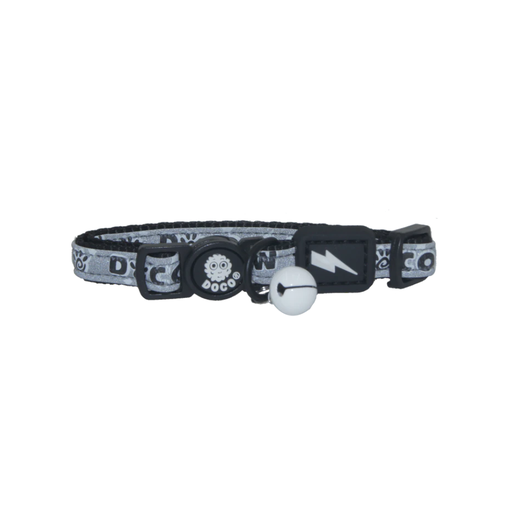 [DCAT011-01XS] DOCO® Reflective Cat Collar  - Printed Pattern, 1.0 X 19-31cm(XS) Black