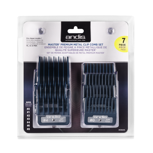 [AN33645] Andis Master® Premium Metal Clip Comb Set-7pcs
