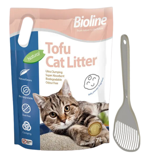 [2025747474721] Combo Offer-Bioline Tofu Cat Litter 7L - Baby Powder Fragrance+Moderna Cat Litter Scoop