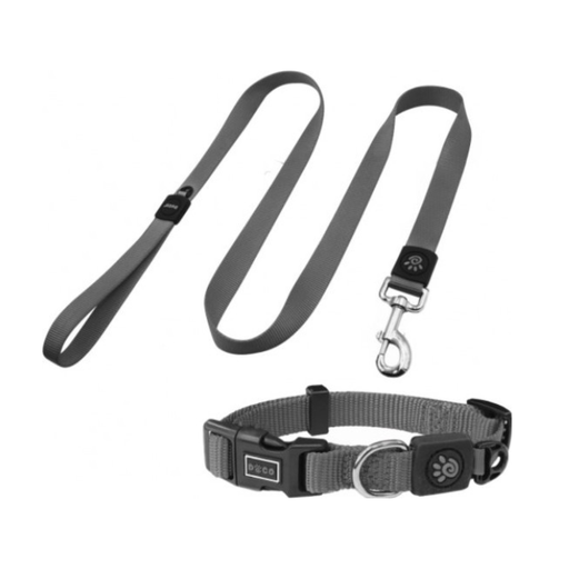 [DCSN002+1048-05XS] DOCO® Signature Nylon Collar+Nylon Leash - 4ft (DCSN002+1048)-Color - Grey, Sizes - XS