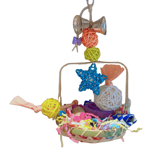 [BTLB01148] Vanpet Flowervase With Star and Sphere Natural Bird Toy 25x14x13cm-BTLB01148