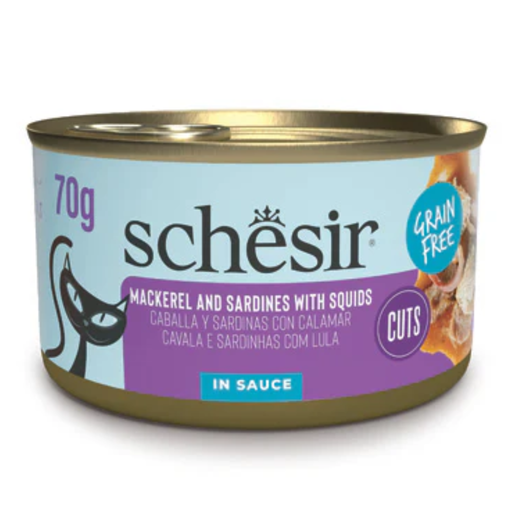 [SCINV21110303] Schesir Grill Wholefood Cat Can Mackerel And Sardines With Squid 70g [Min Order:12pcs]