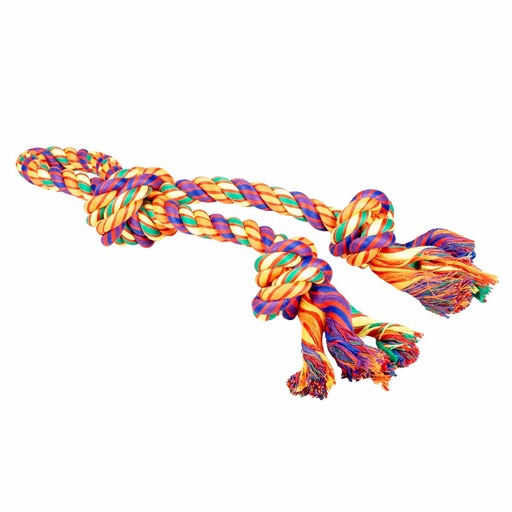 [LR15798] Duvo+ Tug Toy-Multicolour Cotton Rope Loop With 3 knots-42x15x7cm