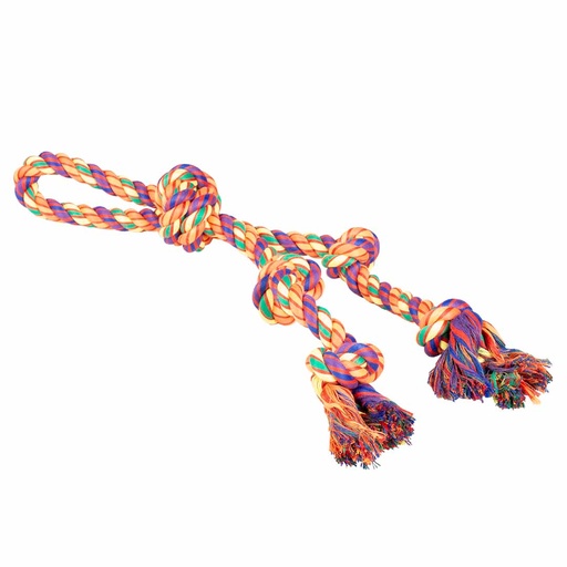 [LR15799] Duvo+ Tug Toy-Multicolour Cotton Rope loop With  5 knots-52x10x7cm